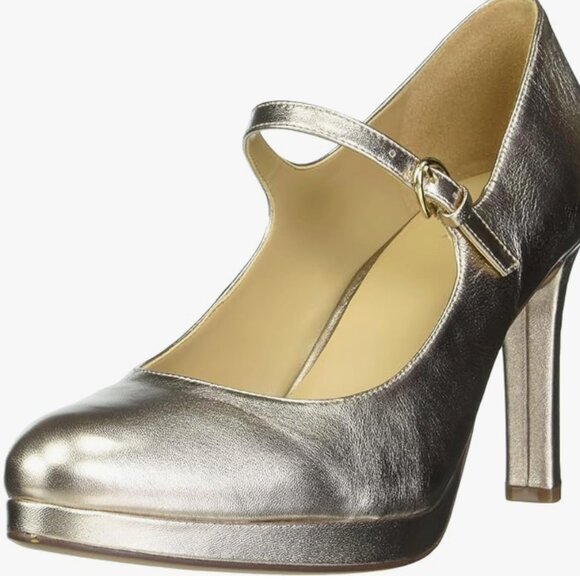 NIB Naturalizer Mary Jane Gold Heels Size 9 - Picture 1 of 4